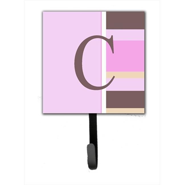 Carolines Treasures CJ1005-CSH4 Letter C Initial Monogram - Pink Stripes Leash Holder Or Key Hook